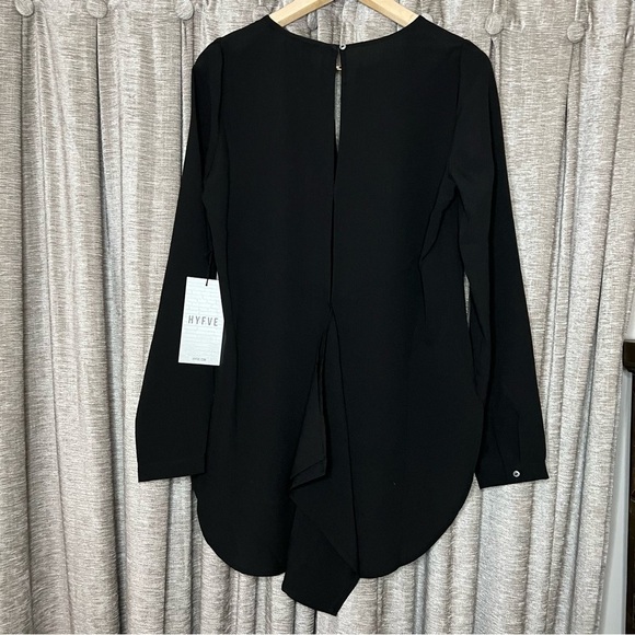 NWT Hyfve Black Long Sleeve Ruffle Back Tunic Blouse Size Medium - Picture 12 of 16